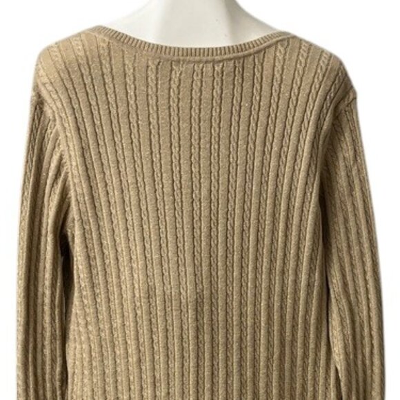 Laura Scott Tan Metallic Gold V-Neck Cable Knit Pullover Sweater 2X - Picture 6 of 9